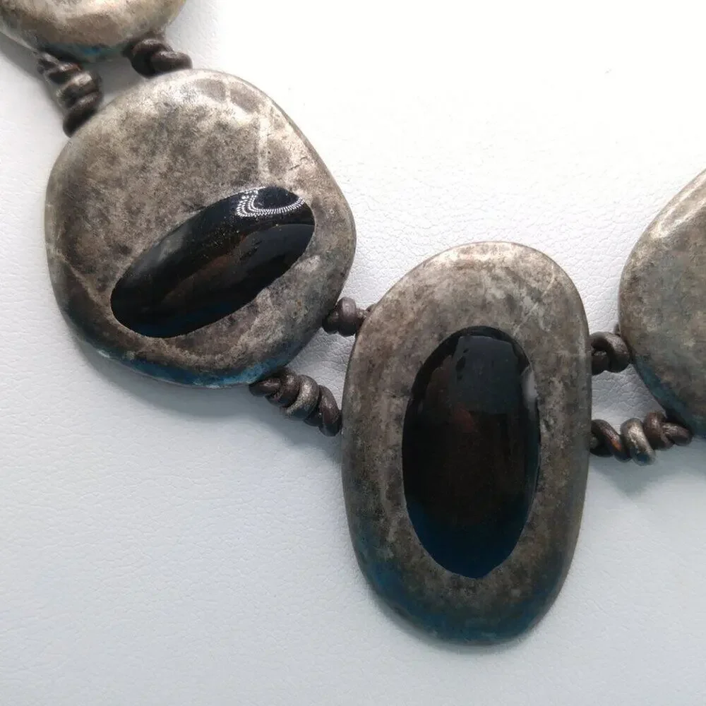 Chico's Enamel Metal Pendant Necklace, Antique Gold Tone, Brown Enamel, 21 Inch